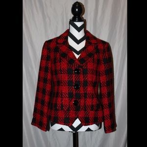 Coldwater Creek Red Checked Shaped Jacket